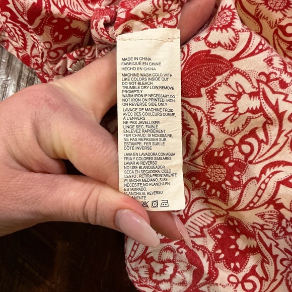 Derek Lam Red Floral Tie Neck Sleeveless Top Women’s Size 38 (US 6) 100% Cotton - Picture 6 of 9